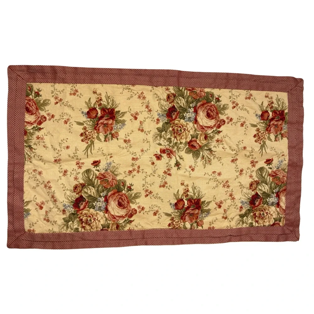 Waverly Norfolk Rose Sonata Harbor House 1 King Sham Red Floral Gingham Check